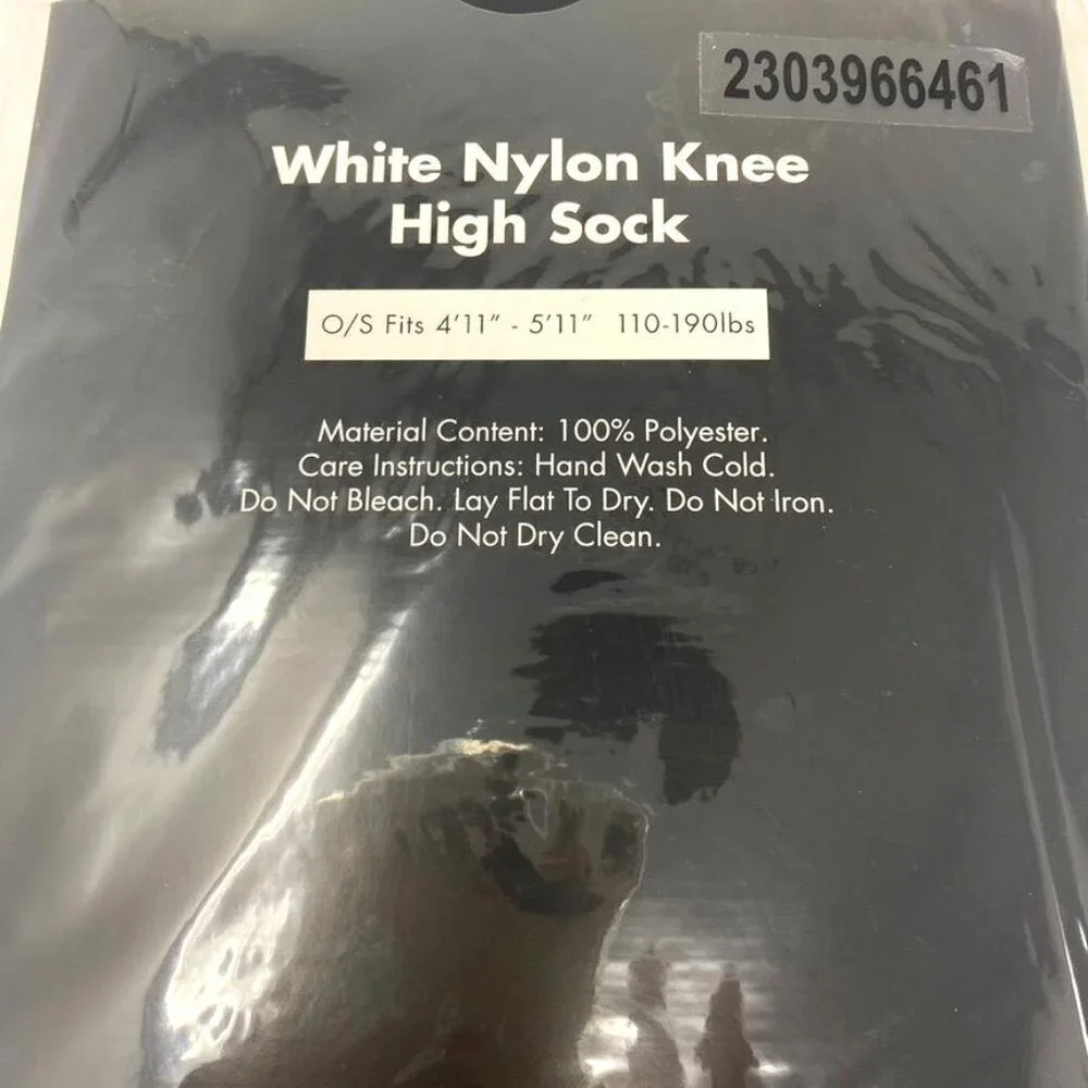 Spirit Halloween White Nylon Knee High Socks Schoolgirl Costume Mary Janes